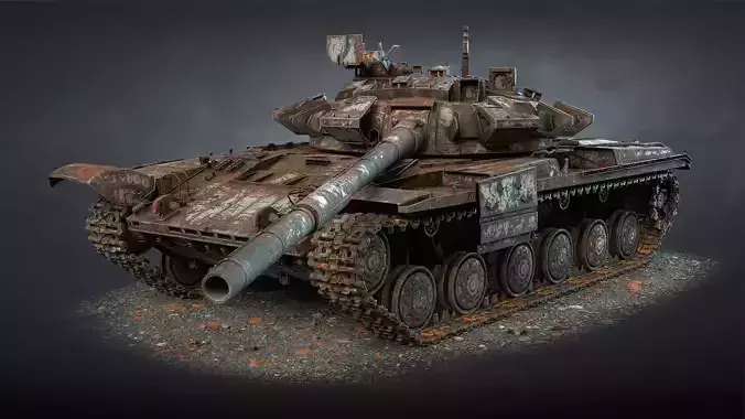 Tank T-64BM Bulat Destroyed Low-poly 3D model