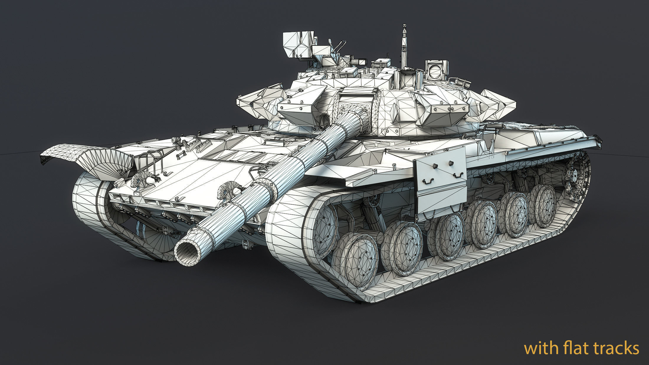 Tank T-64BM Bulat Destroyed Low-poly 3D model_9