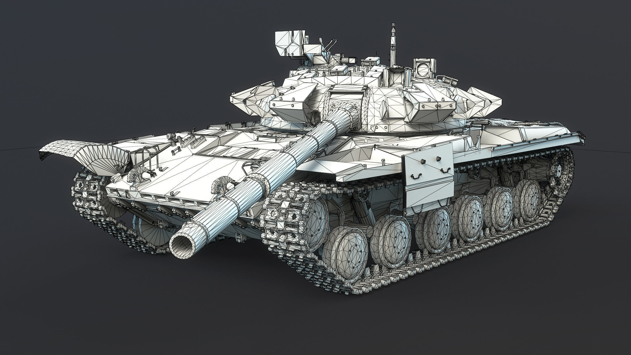 Tank T-64BM Bulat Destroyed Low-poly 3D model_10