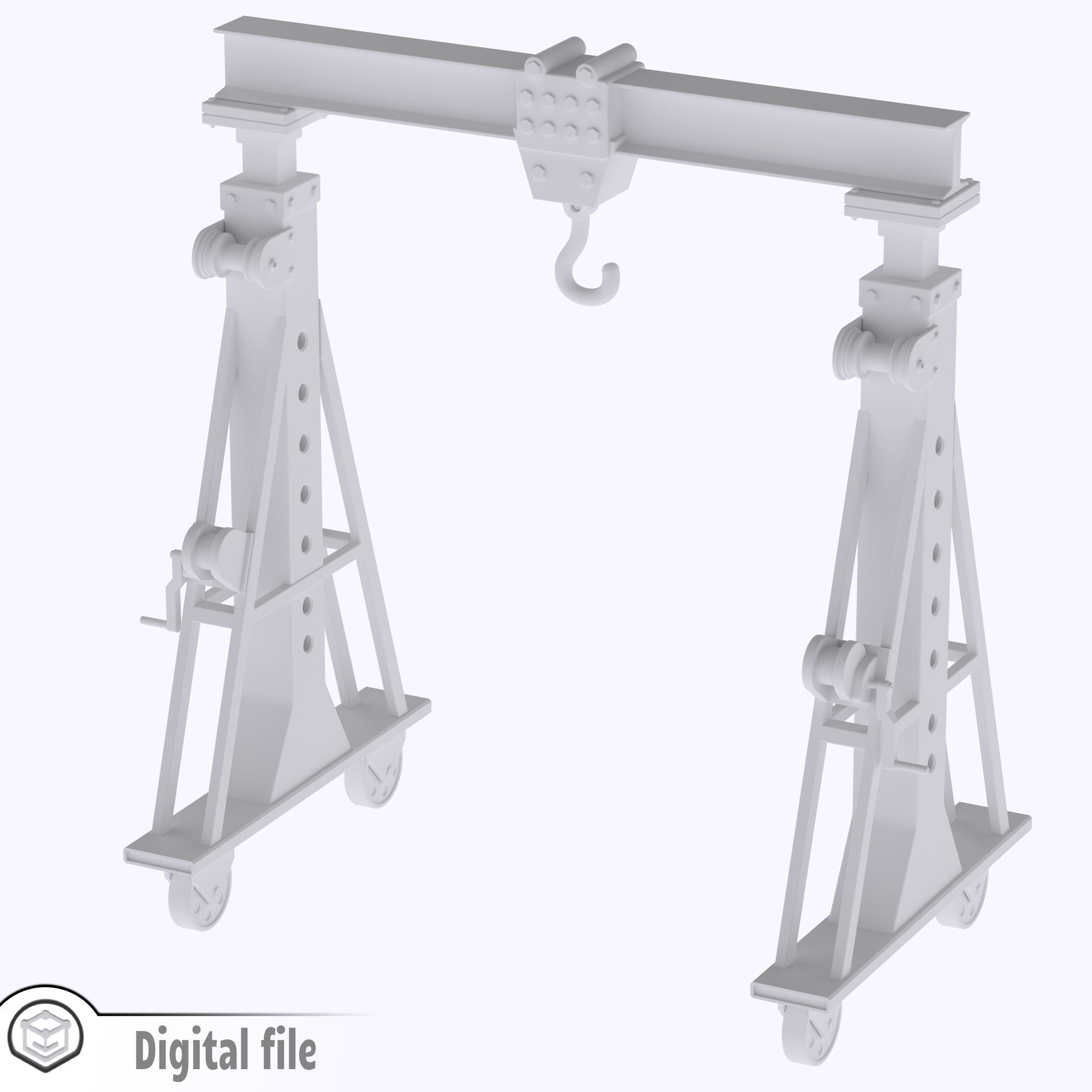 HO Small gantry crane train model 3D print model_5