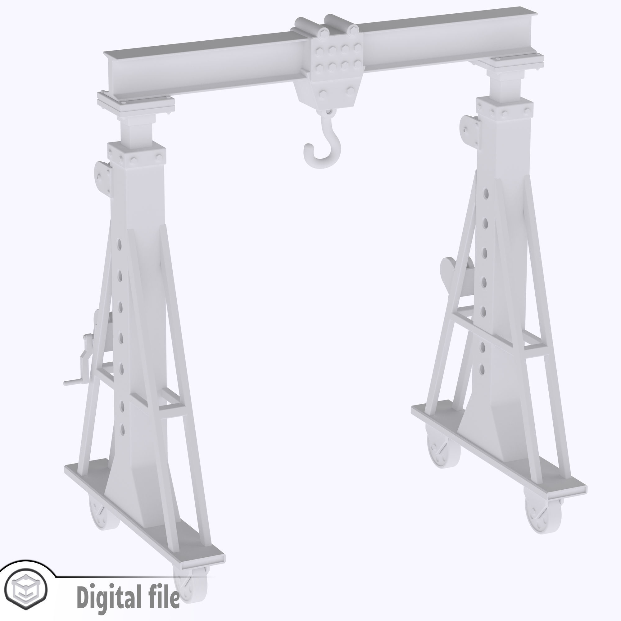 HO Small gantry crane train model 3D print model_6