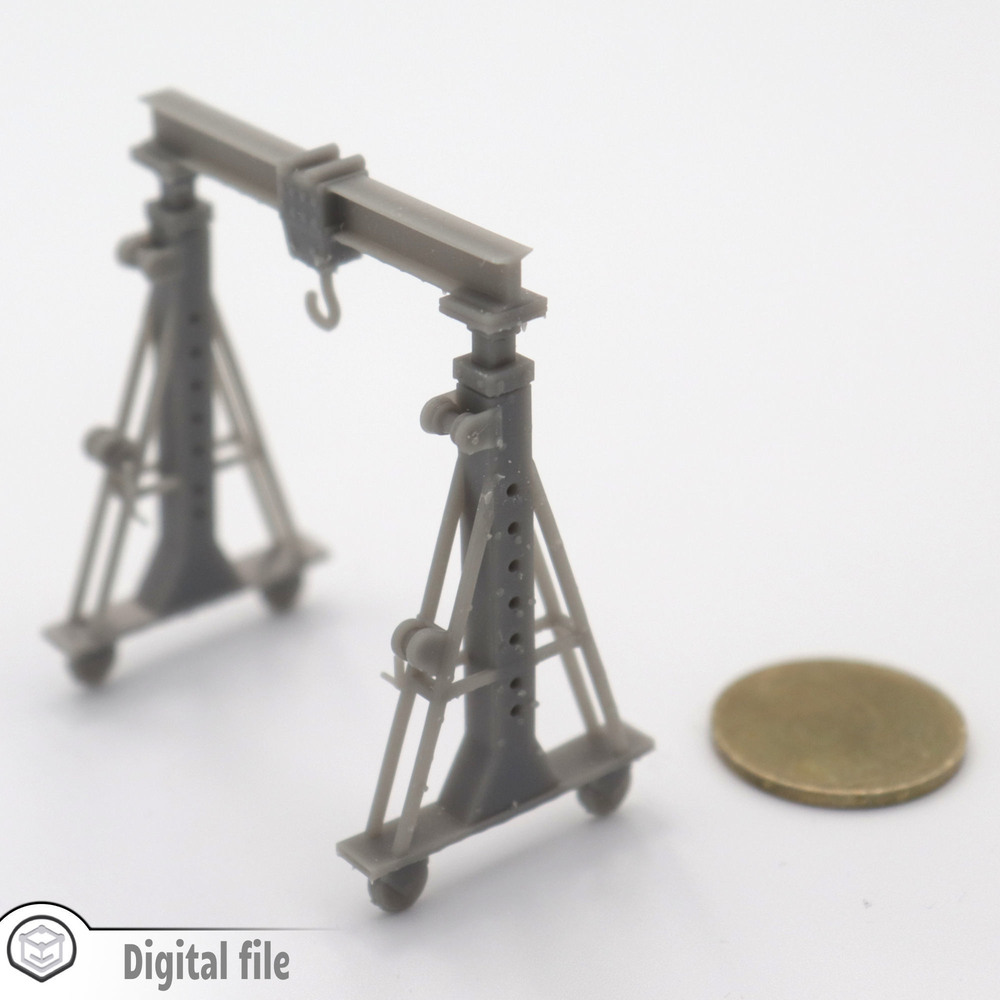 HO Small gantry crane train model 3D print model_4