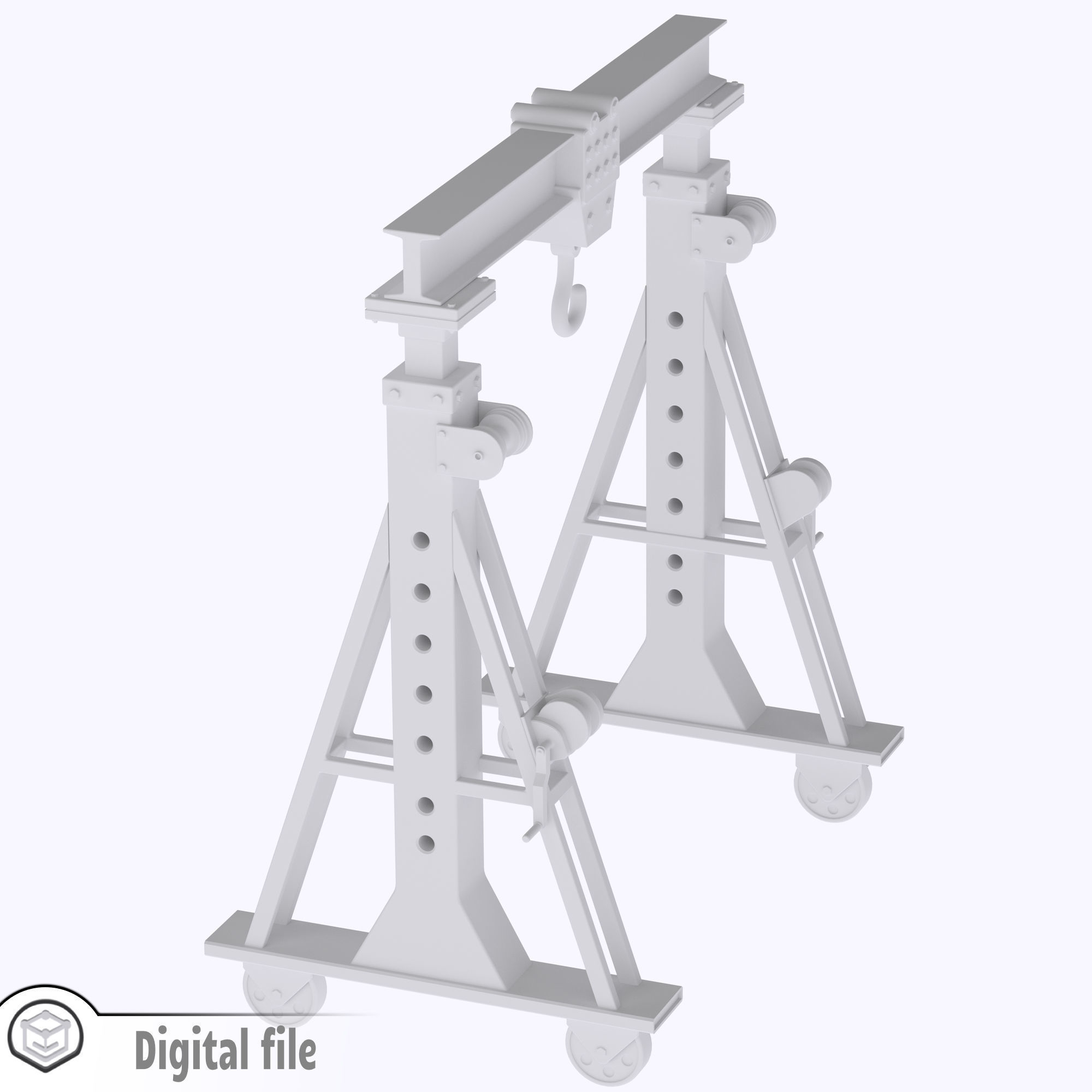 HO Small gantry crane train model 3D print model_7