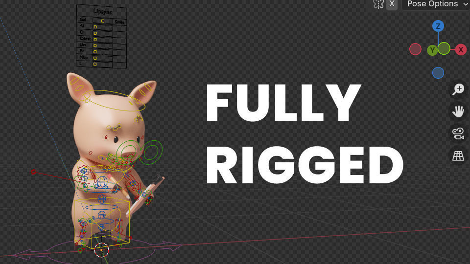 Cartoon 3D animals rigged 3D model_3