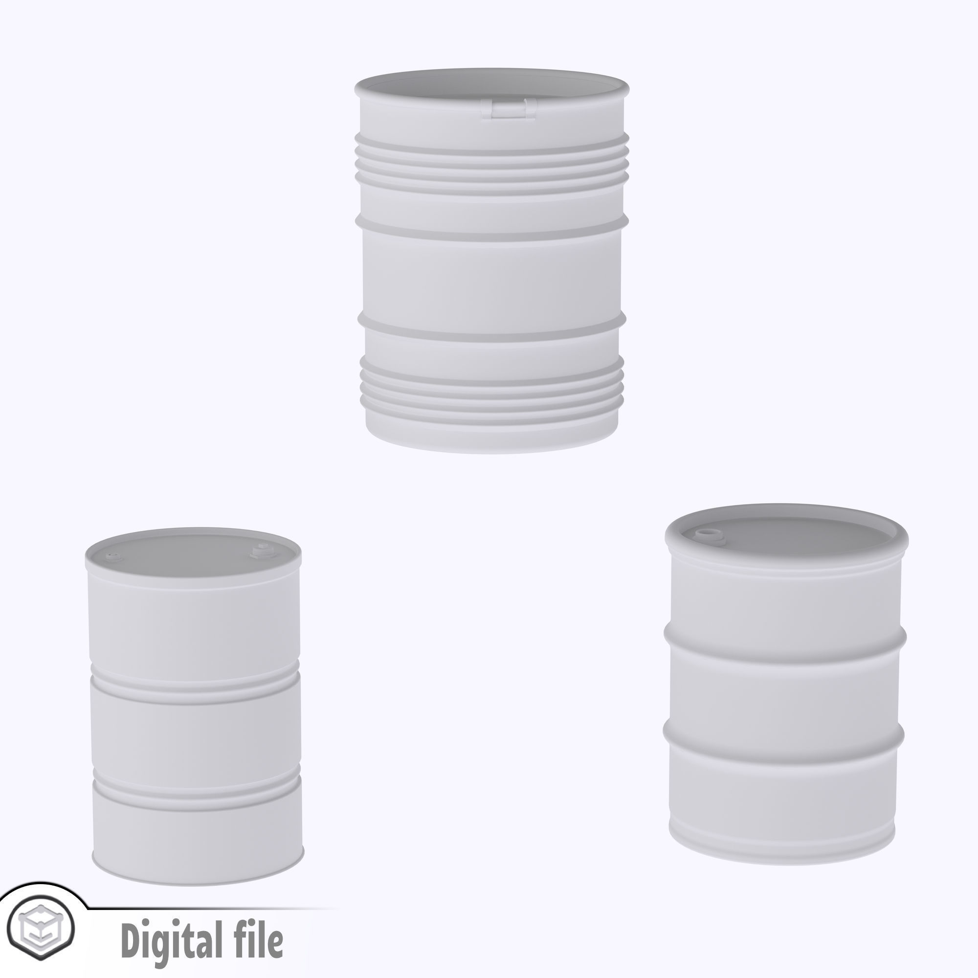 HO Set of 3 drum barrels train model  3D print model_2