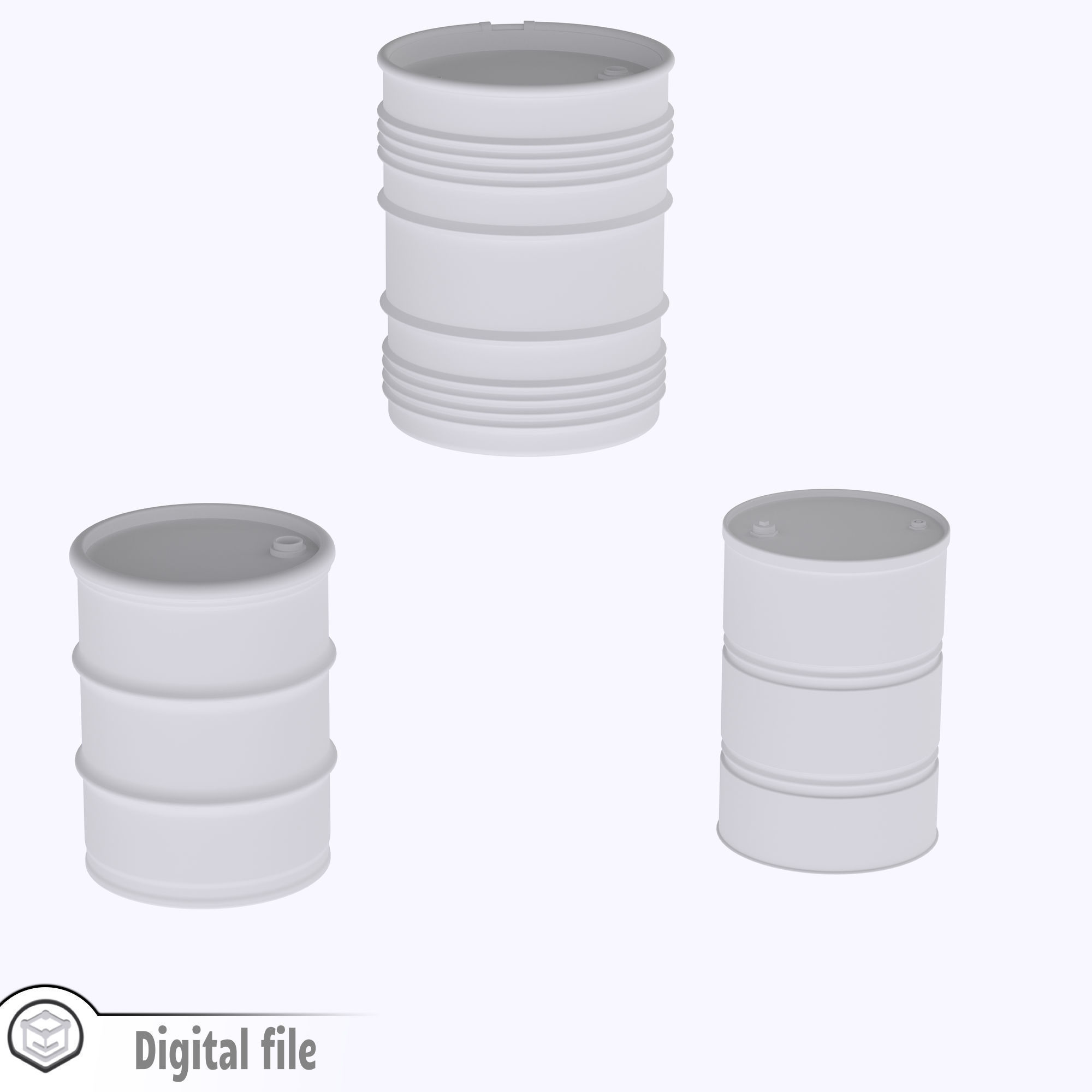 HO Set of 3 drum barrels train model  3D print model_4