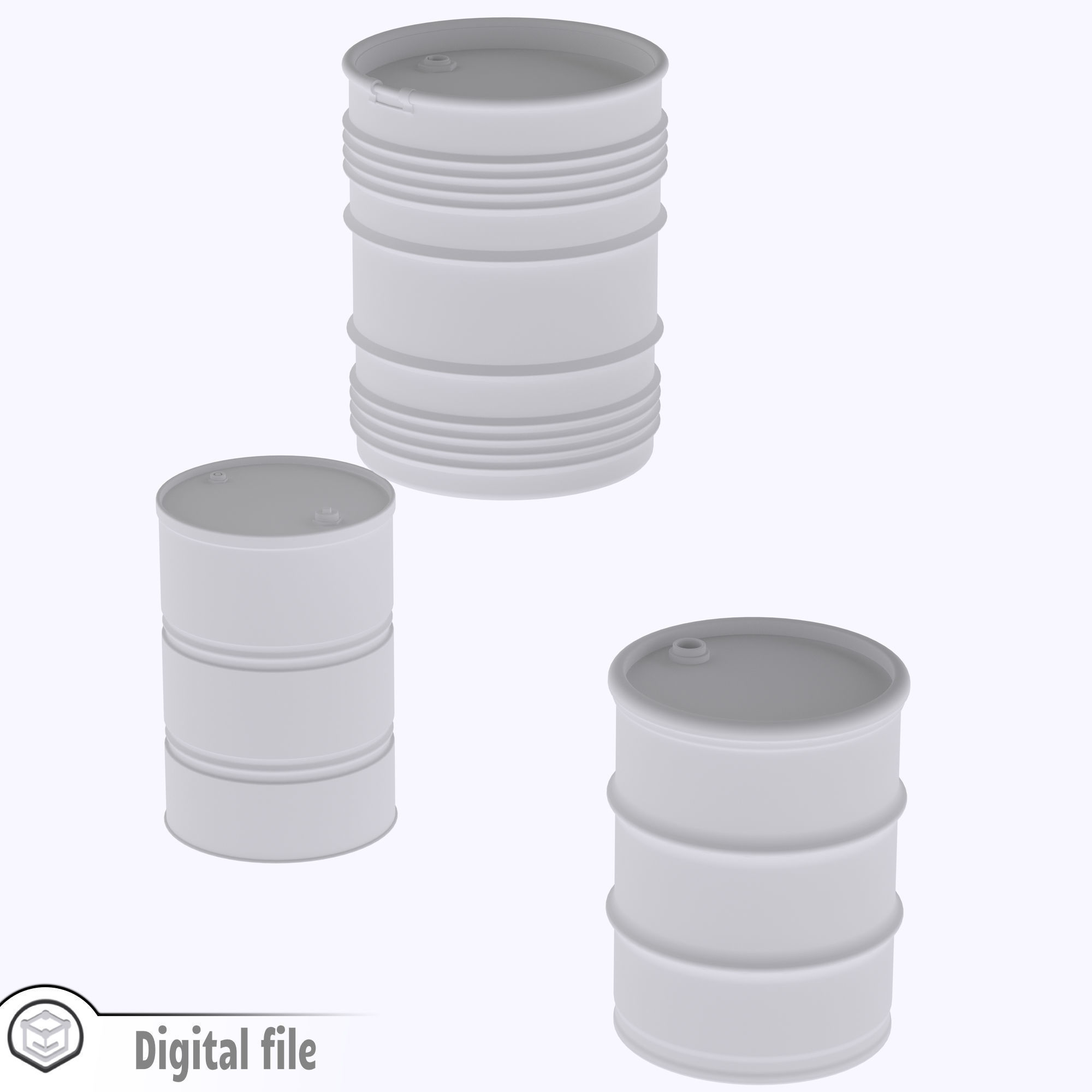 HO Set of 3 drum barrels train model  3D print model_3