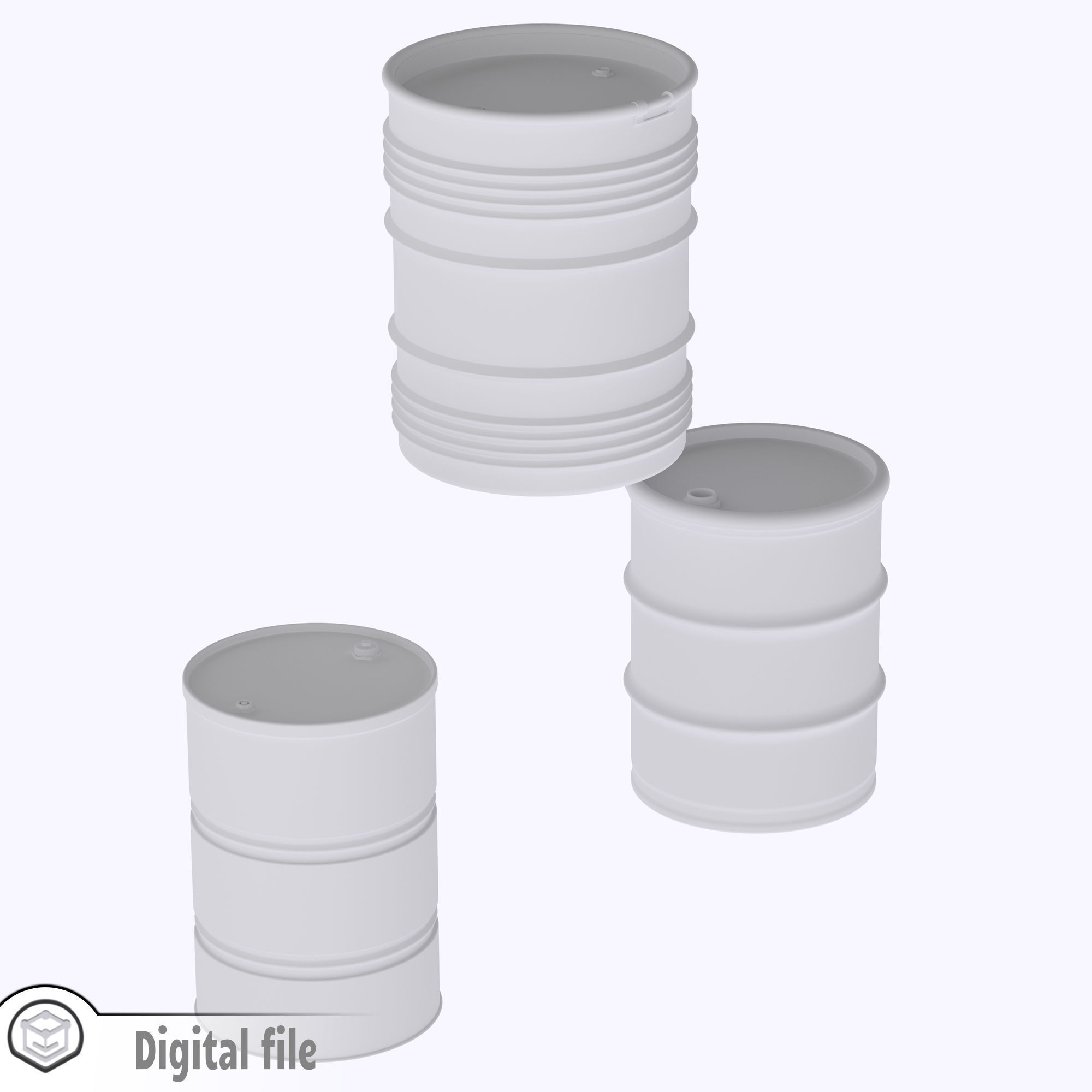 HO Set of 3 drum barrels train model  3D print model_5