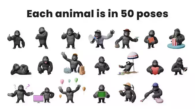 3D cartoon gorilla 3D model