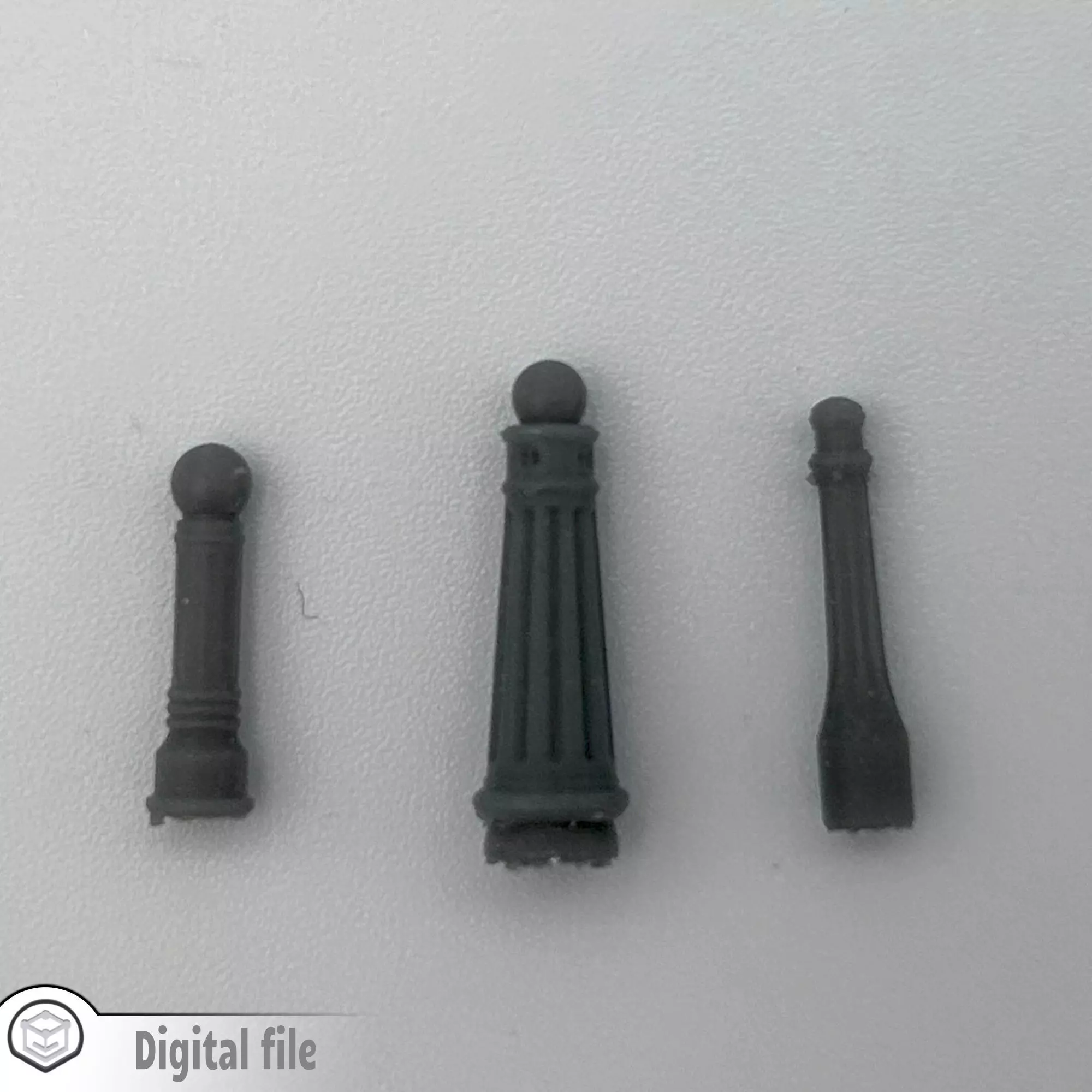 Set of 3 urban bollard 1 train model 3D print model