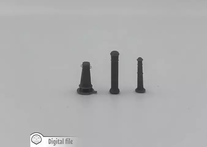 Set of 3 urban bollard 1 train model  3D print model