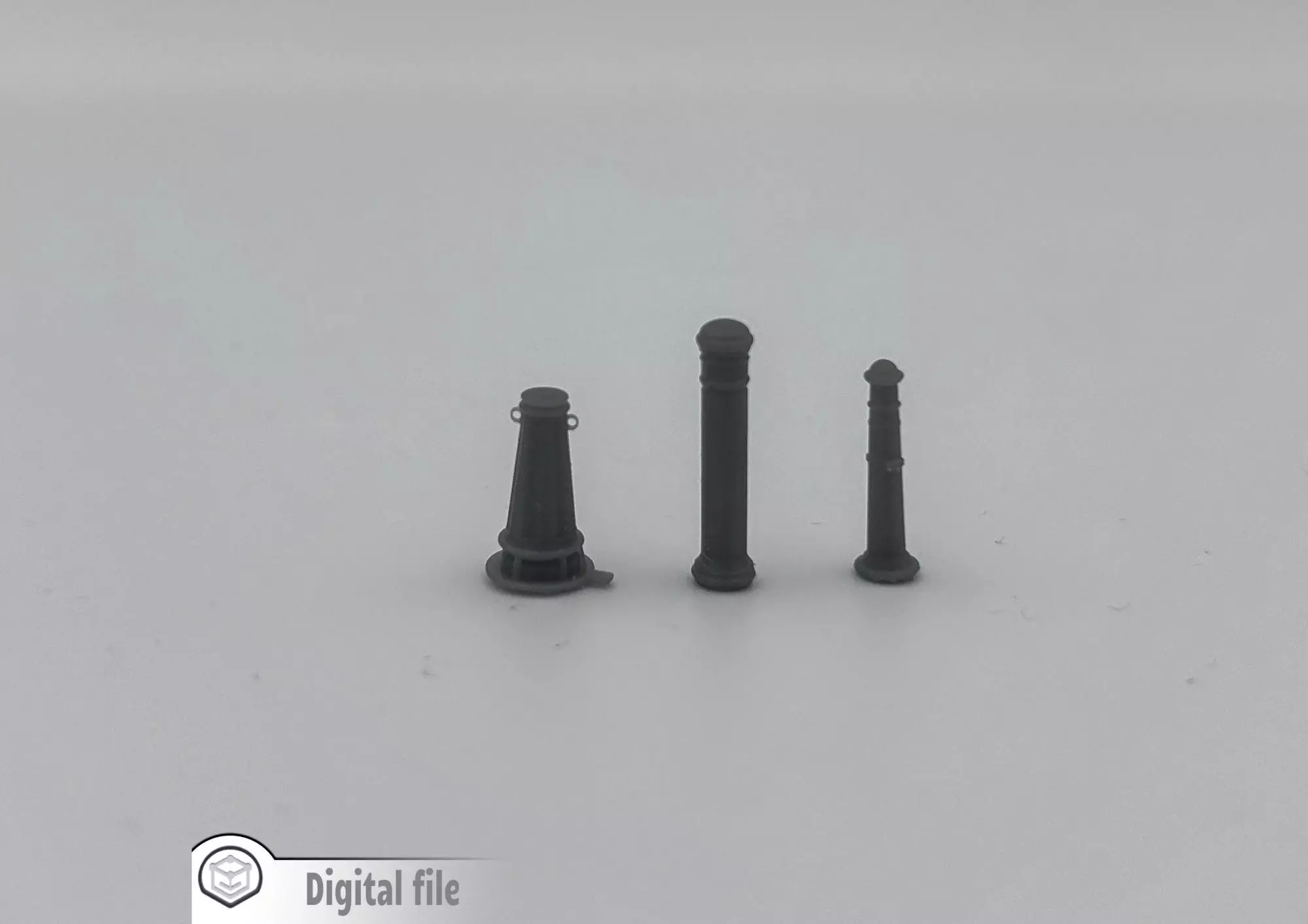 Set of 3 urban bollard 1 train model 3D print model