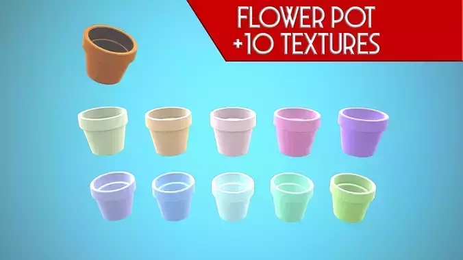 FLOWER POT CARTOON STYLIZED PLUS 10 TEXTURES PASTEL EDITION