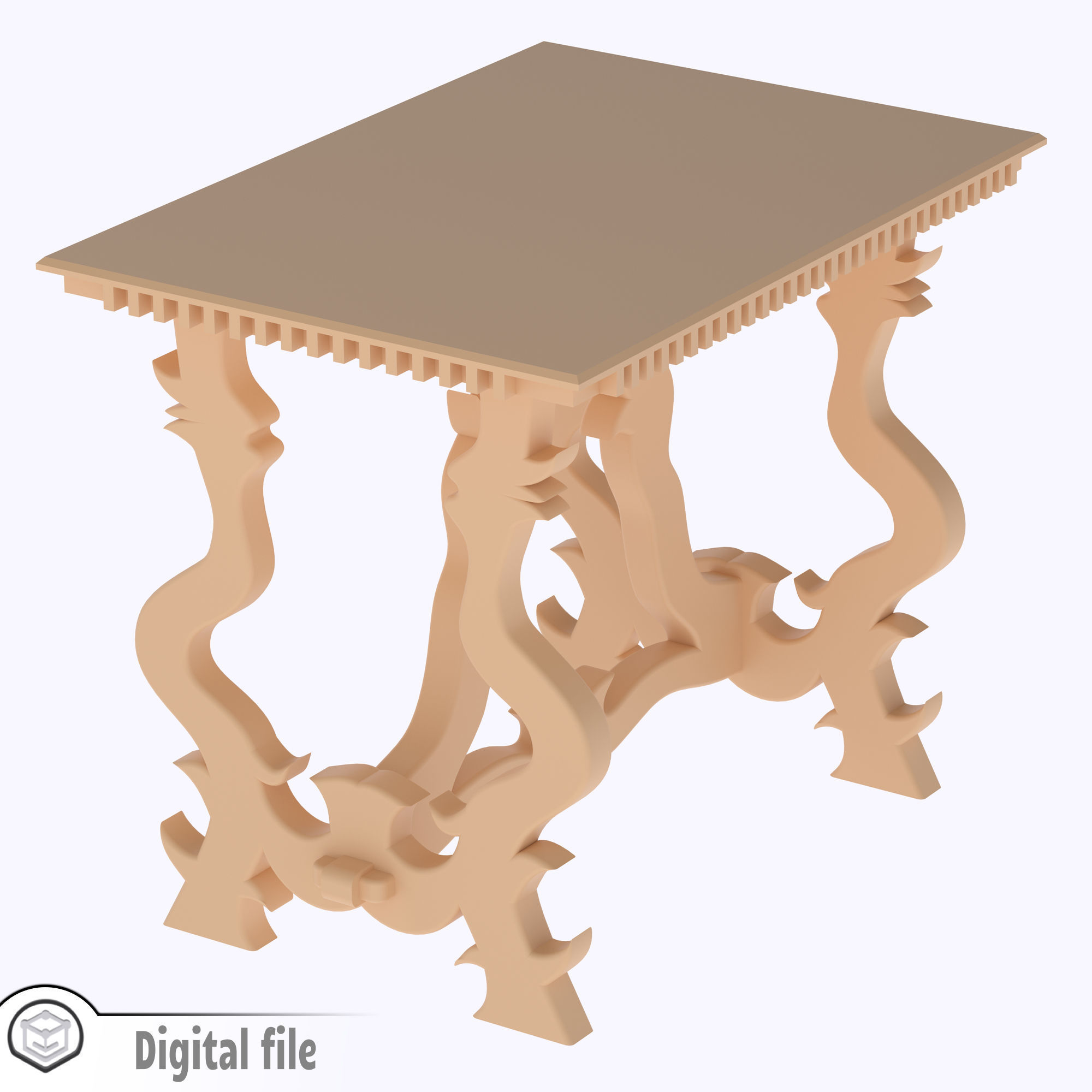 Dollhouse miniature antique Italian Table  3D print model_6