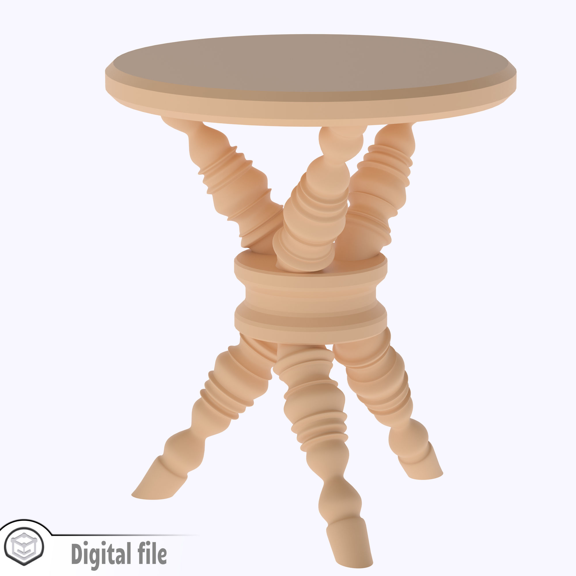 Dollhouse miniature Antique Side Table  3D print model_2
