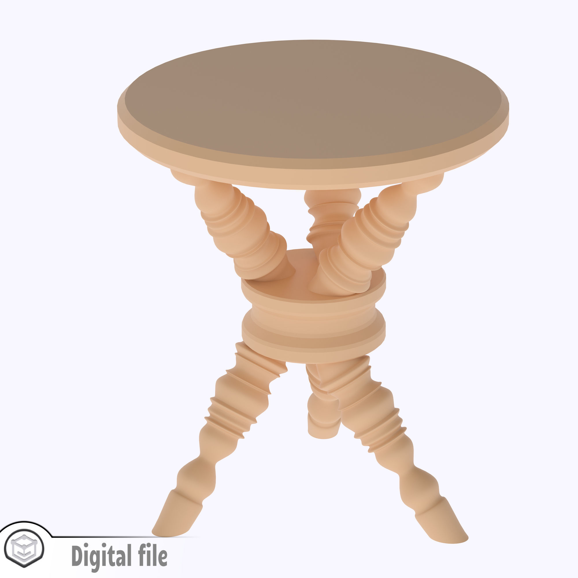 Dollhouse miniature Antique Side Table  3D print model_1