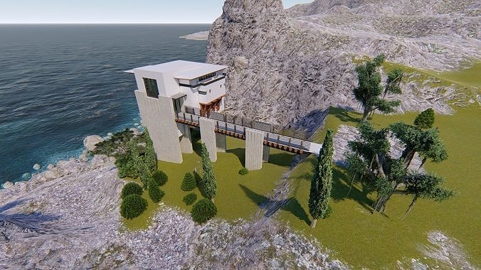 Casa Scene- Beach villa-modern house 3D model 4