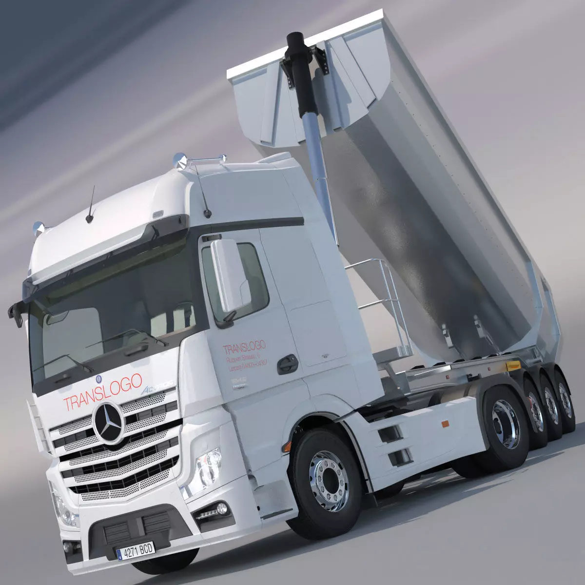 Mercedes Actros MP4 Gigaspace with Aluminium Dumper 3D model