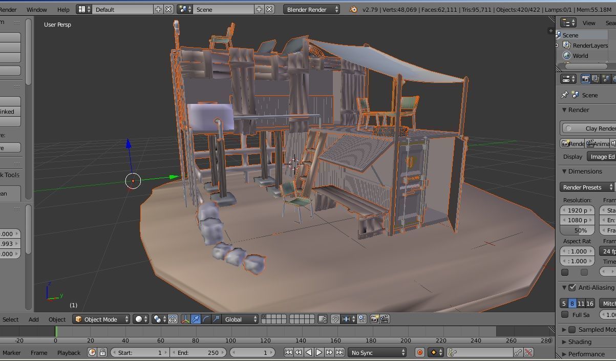 post apocalyptic building shelter house 3D model_5
