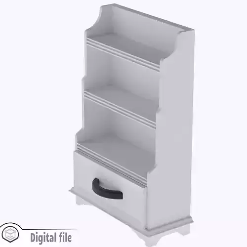 Dollhouse Book library Art Deco Book Case With A Drawer 