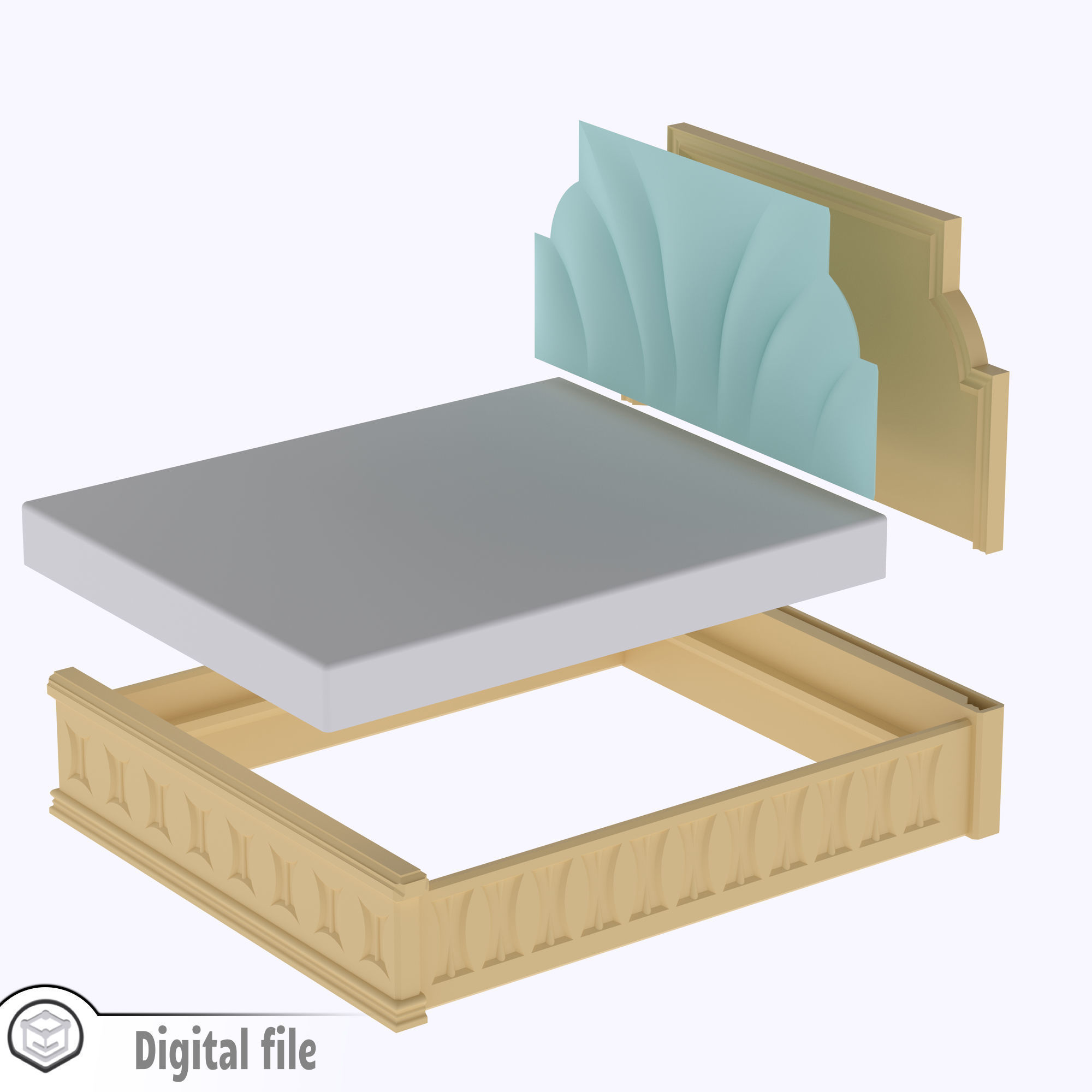 miniature Classic bed 3D print model_4