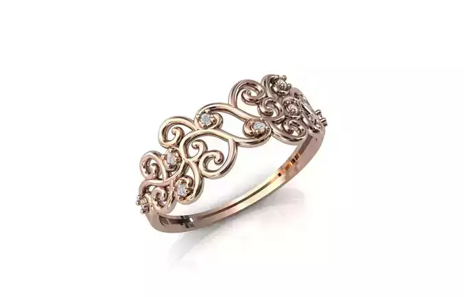 Women Ring Diamond Stone STL 3DM Lightweight Printable