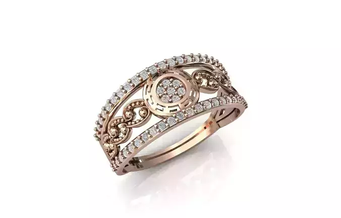 Women Ring Diamond Stone STL 3DM Lightweight Printable