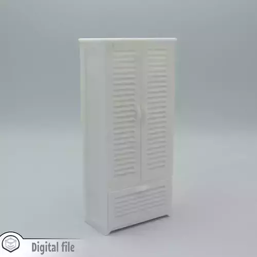 Classic Bedroom wardrobe with functional door 3D print model