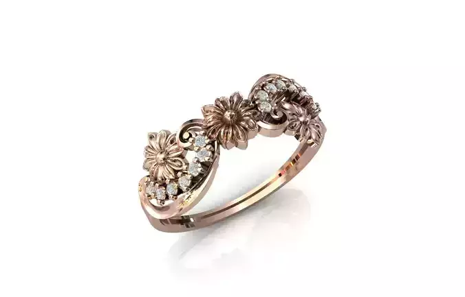 Women Ring Diamond Stone STL 3DM Lightweight Printable