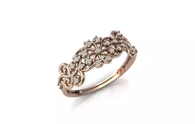 Women Ring Diamond Stone STL 3DM Lightweight Printable