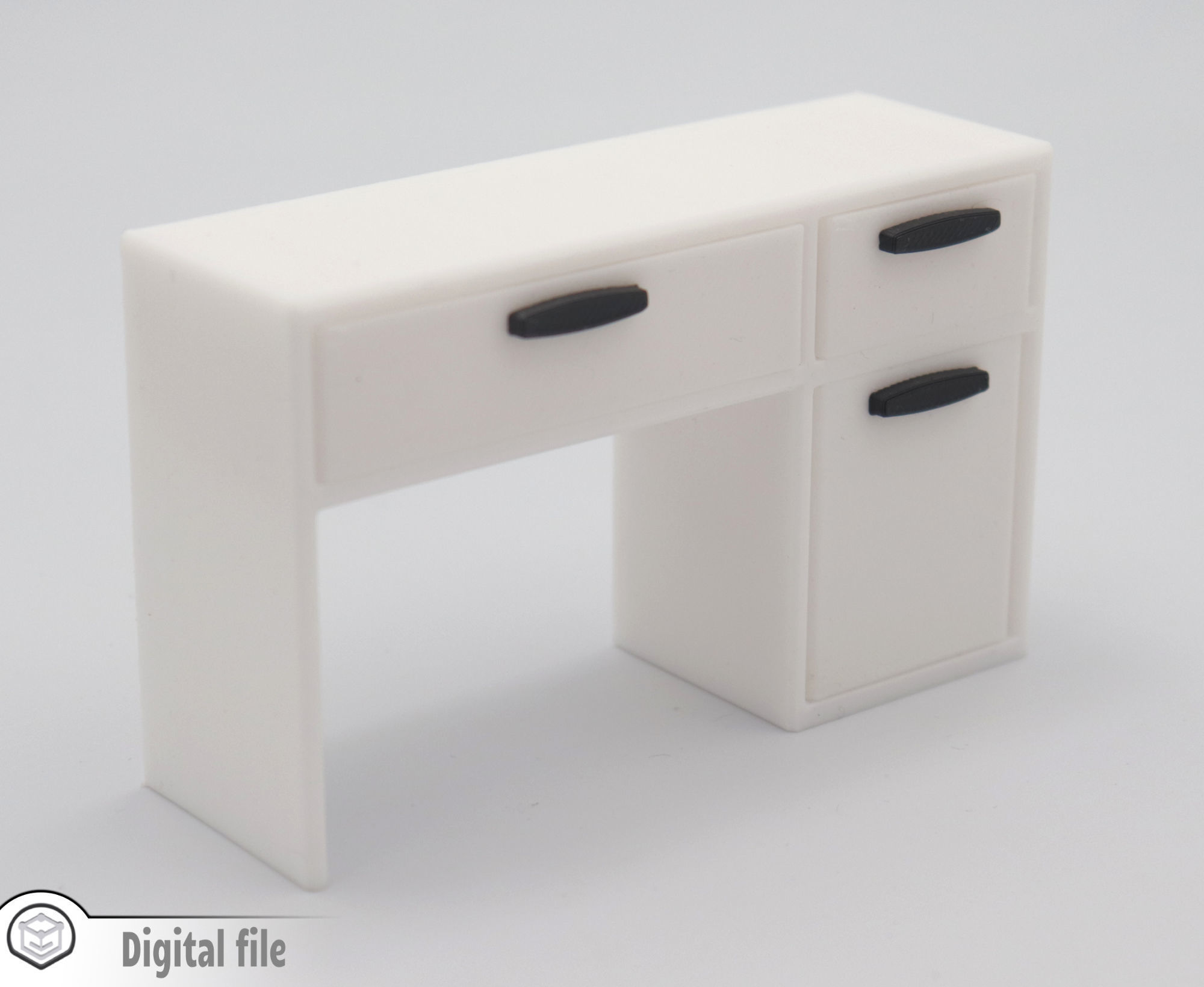 Classic Desk with functional door drawers 3D print model_1