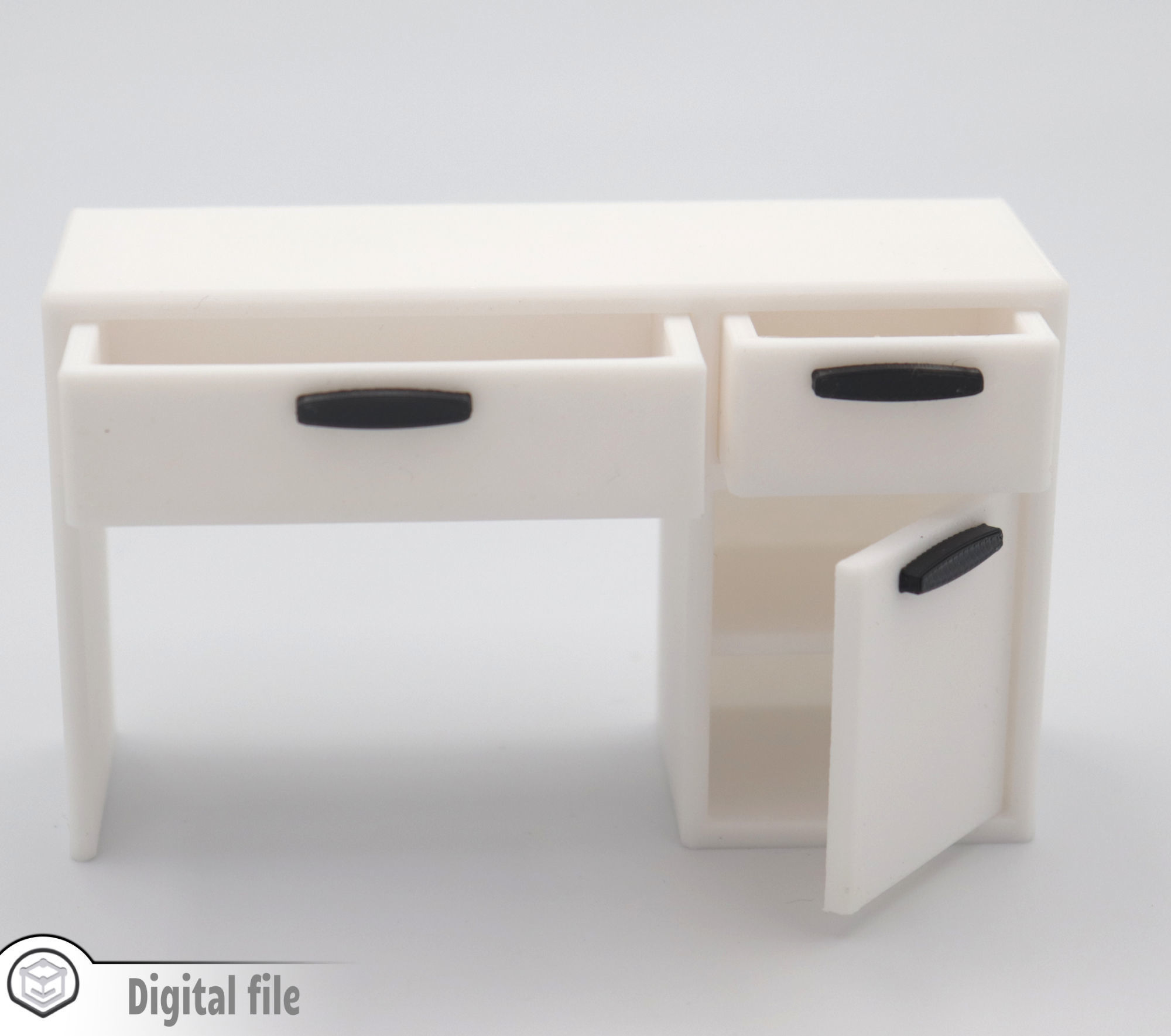 Classic Desk with functional door drawers 3D print model_3