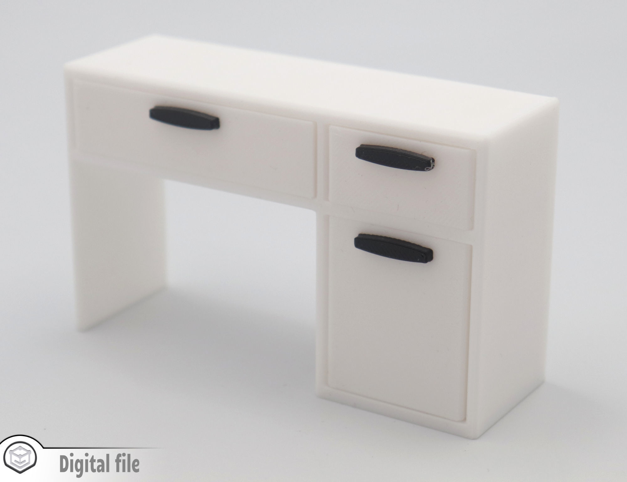 Classic Desk with functional door drawers 3D print model_2