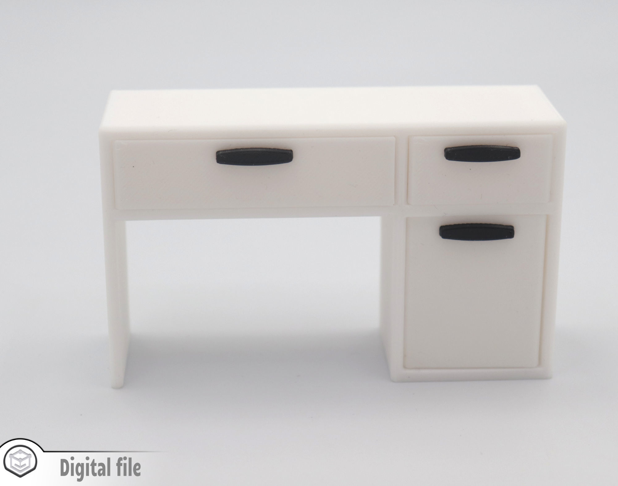 Classic Desk with functional door drawers 3D print model_5