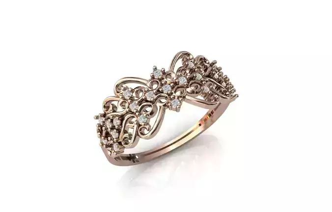 Women Ring Diamond Stone STL 3DM Lightweight Printable