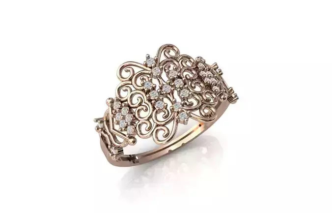 Women Ring Diamond Stone STL 3DM Lightweight Printable