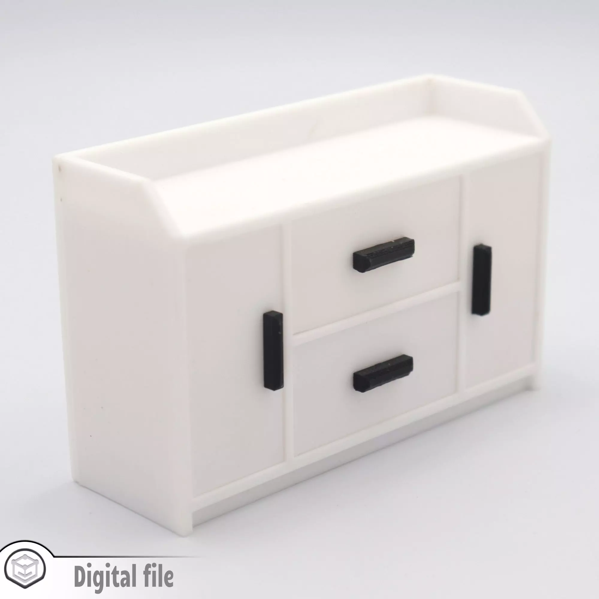 Kitchen living room cabinet with functional door and shelves 3D print model