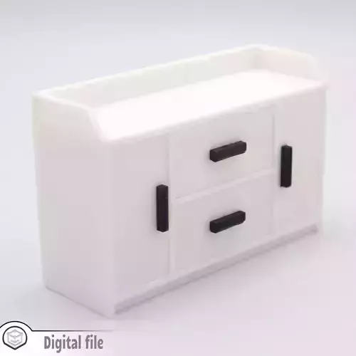 Kitchen living room cabinet with functional door and shelves 