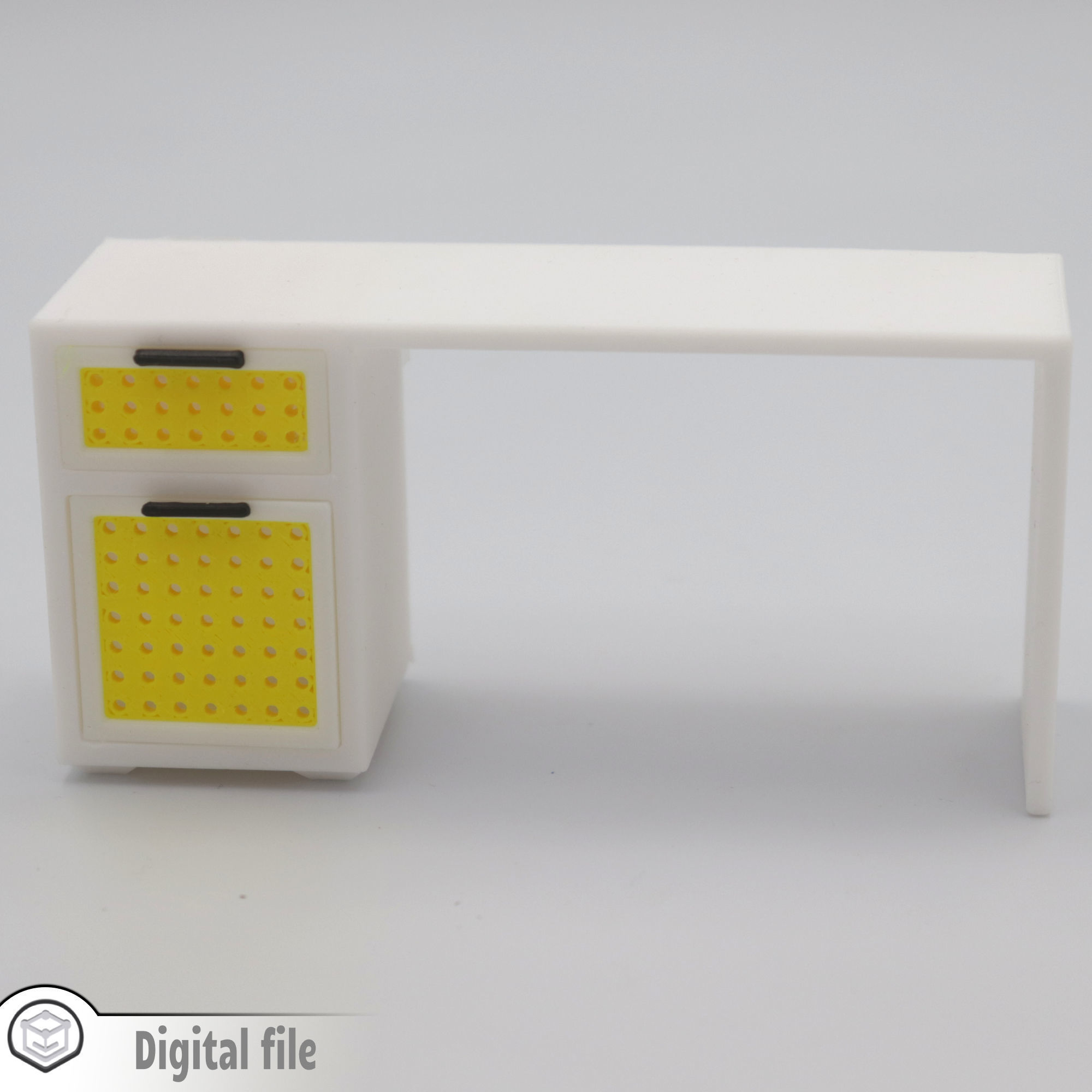 Desk with functional door drawer and customizable panel 3D print model_2