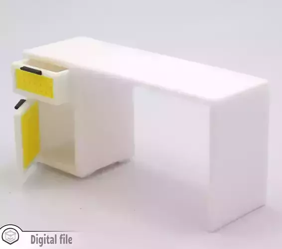 Desk with functional door drawer and customizable panel 