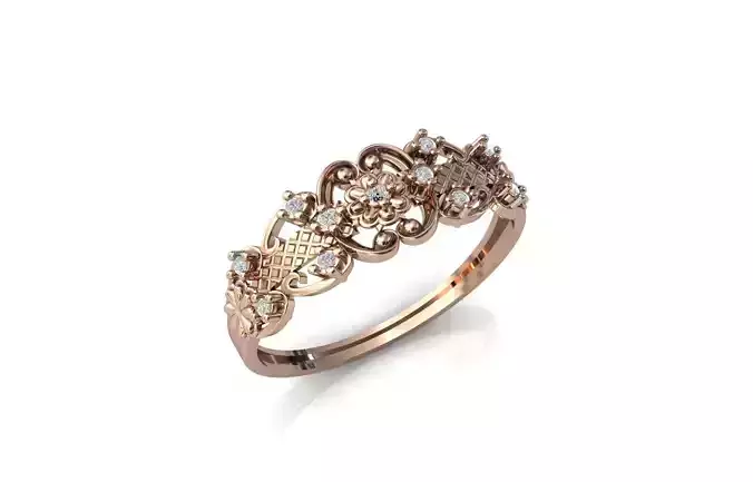 Women Ring Diamond Stone STL 3DM Lightweight Printable