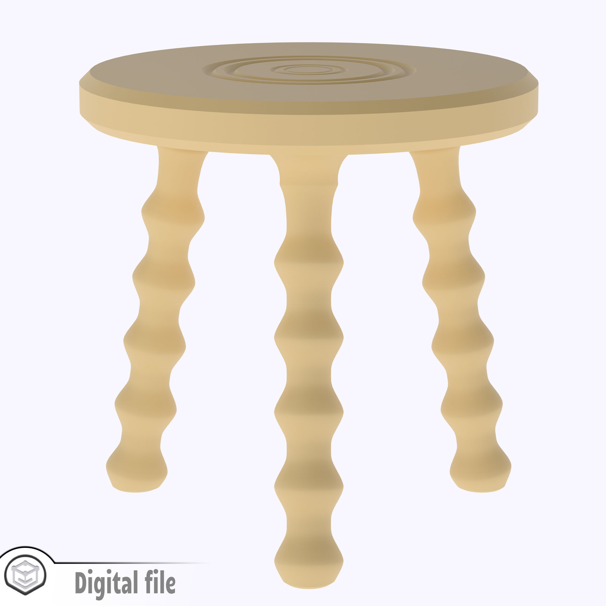 miniature French Bobbin Leg Stool  3D print model_2