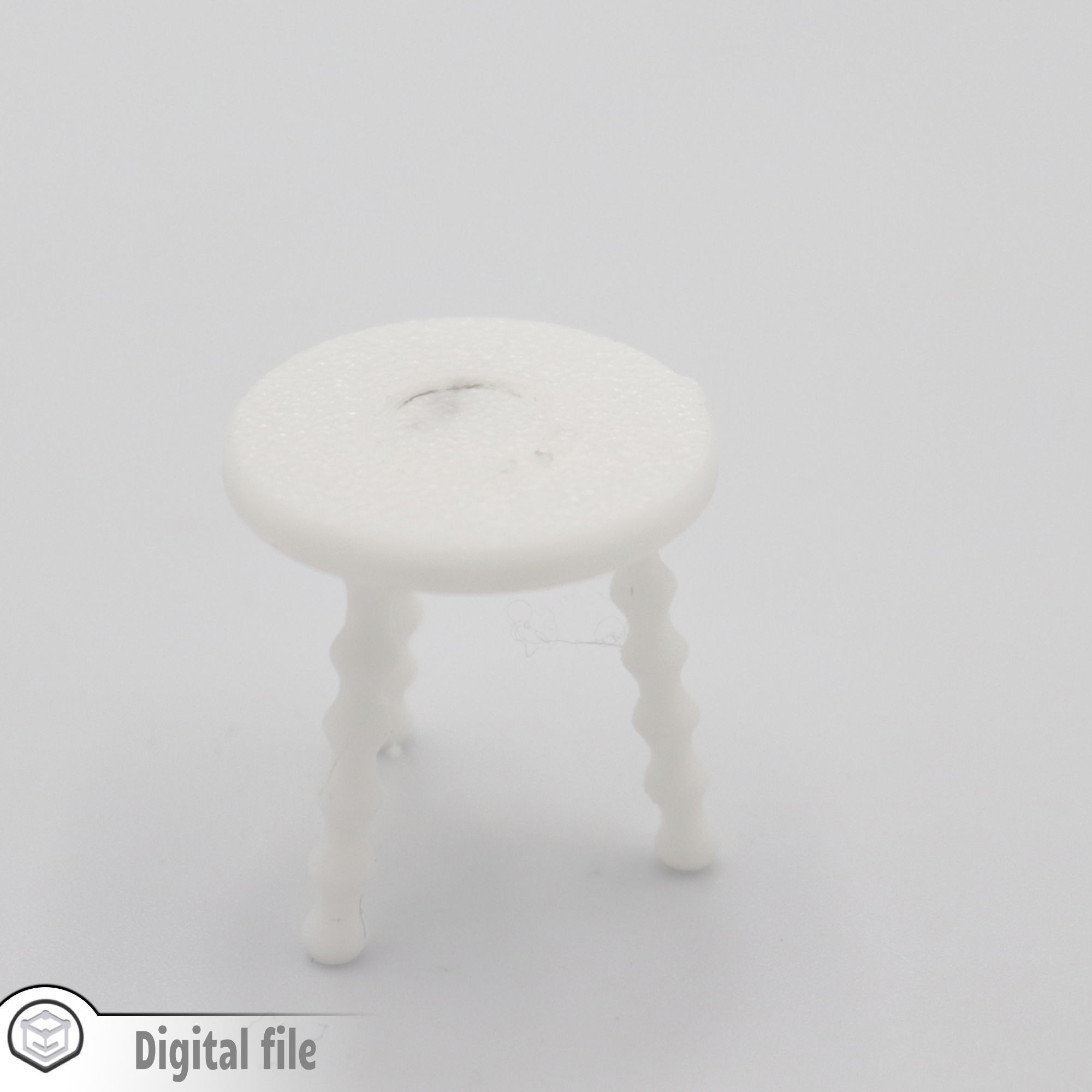 miniature French Bobbin Leg Stool  3D print model_4