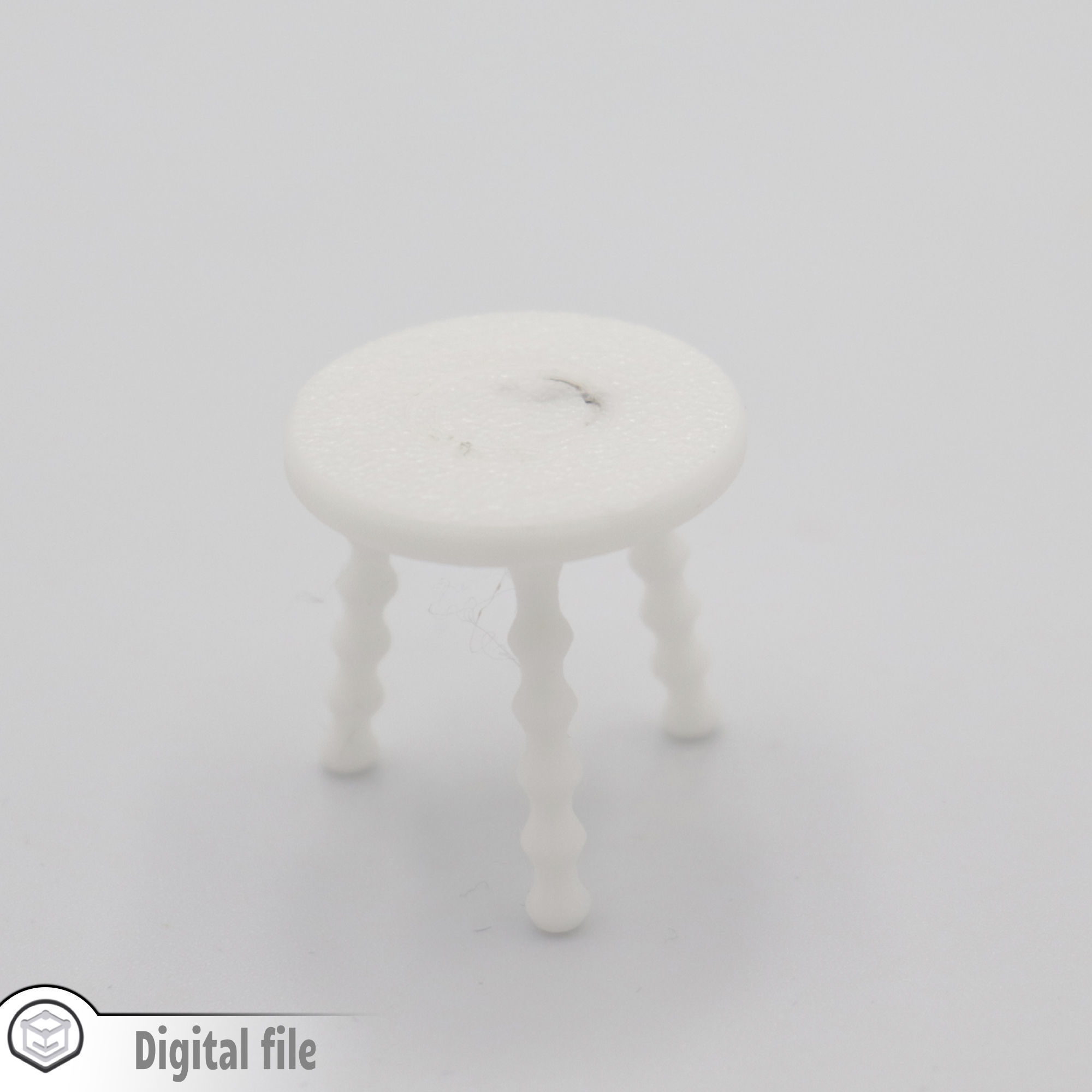 miniature French Bobbin Leg Stool  3D print model_3