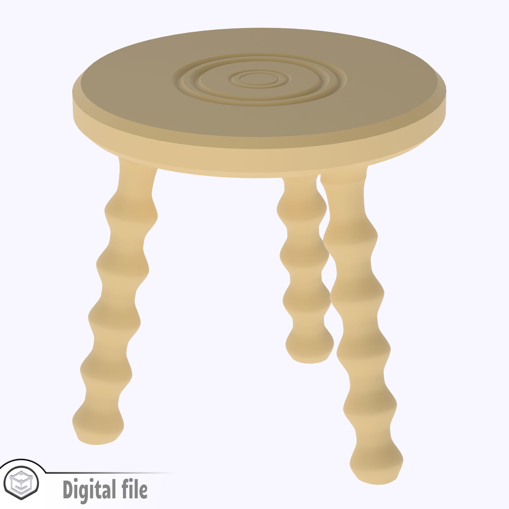 miniature French Bobbin Leg Stool  3D print model_1