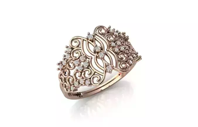 Women Ring Diamond Stone STL 3DM Lightweight Printable