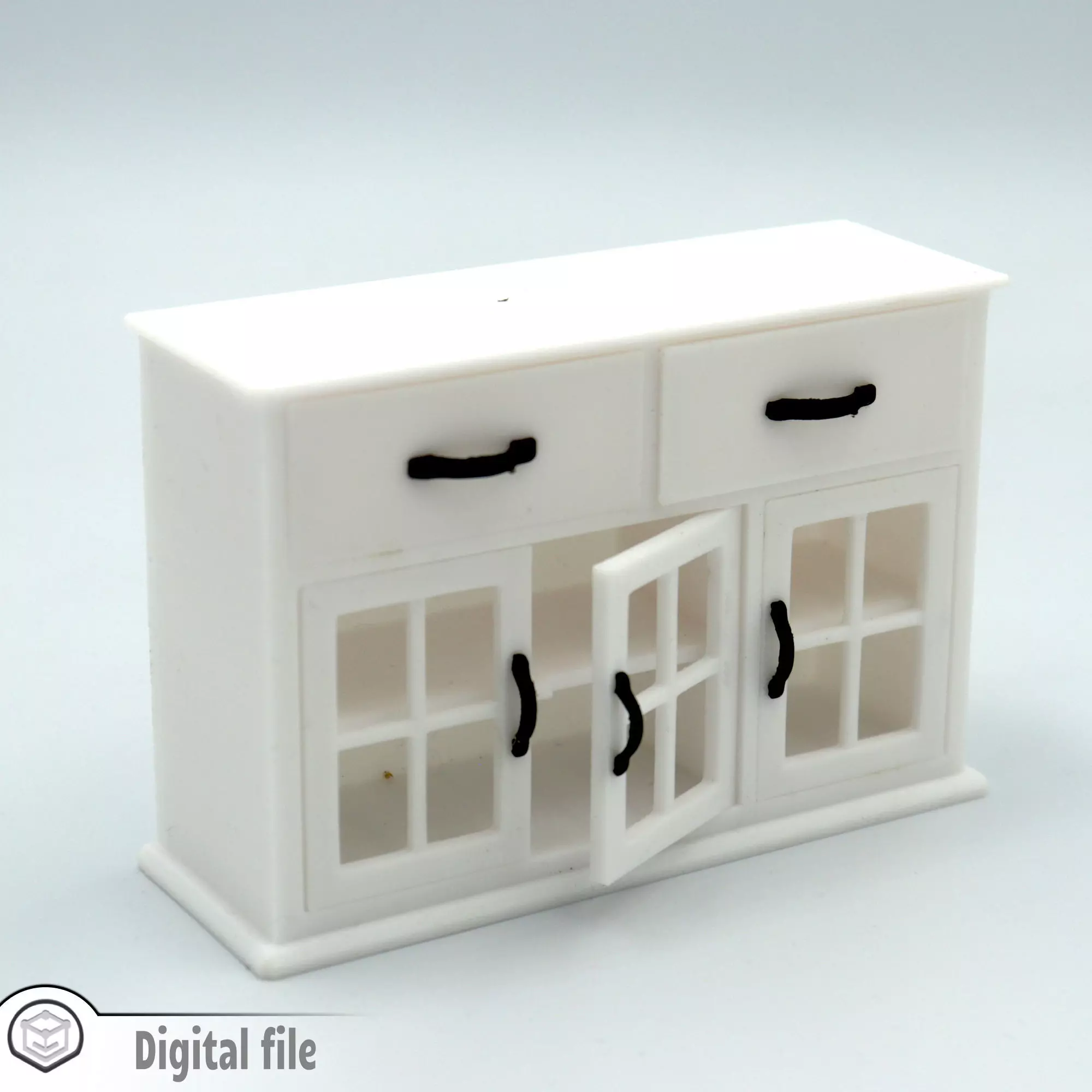 Kitchen cabinet with functional doors shelves and drawers  3D print model_0