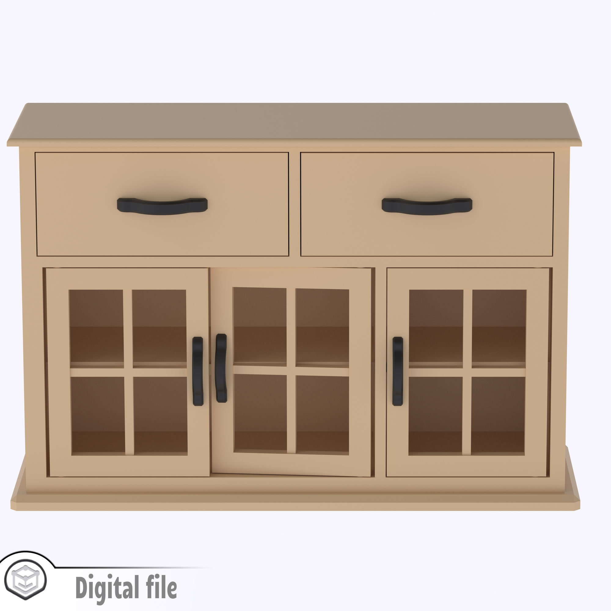 Kitchen cabinet with functional doors shelves and drawers  3D print model_8