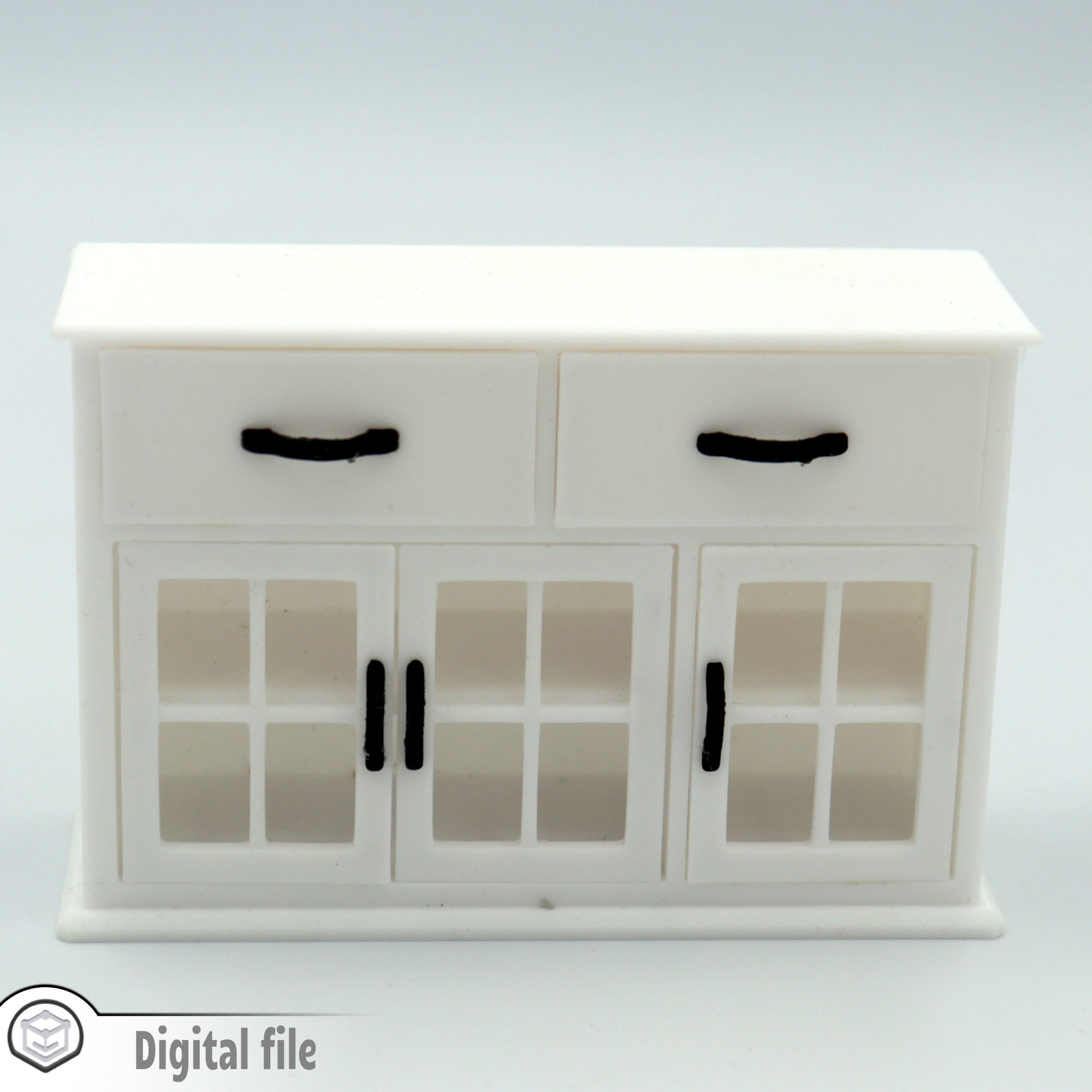 Kitchen cabinet with functional doors shelves and drawers  3D print model_1