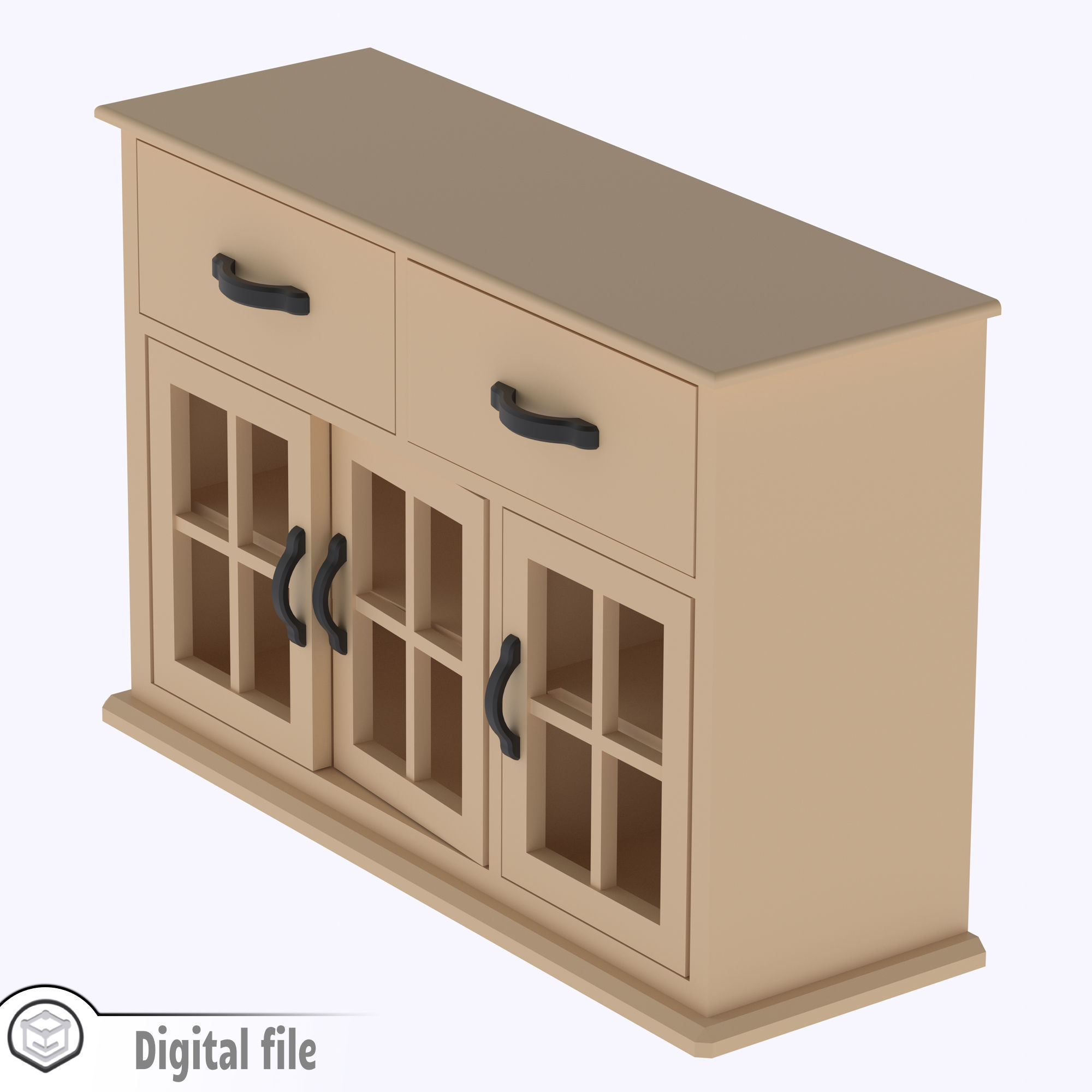 Kitchen cabinet with functional doors shelves and drawers  3D print model_6